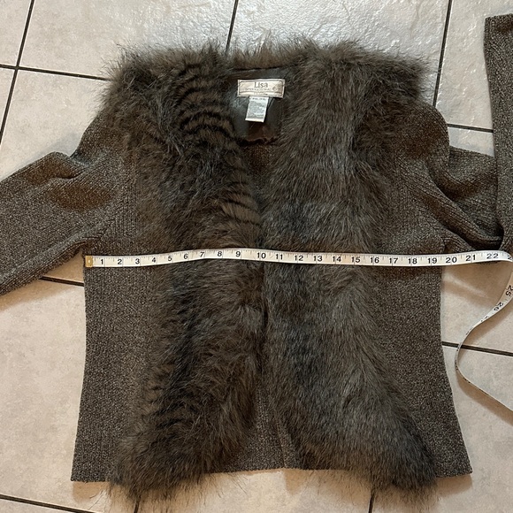 Lisa International Gray Faux Fur Chenille Sweater - Picture 8 of 11